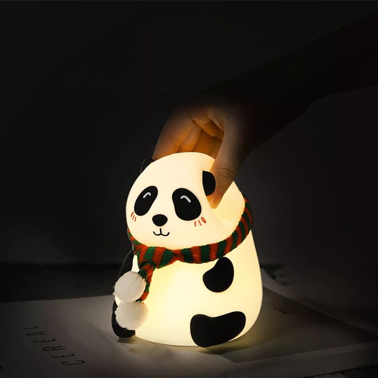 Cute Panda Silicon Night Lamp 7 Colour Changing Light for Kids Bedroom, USB Rechargeable