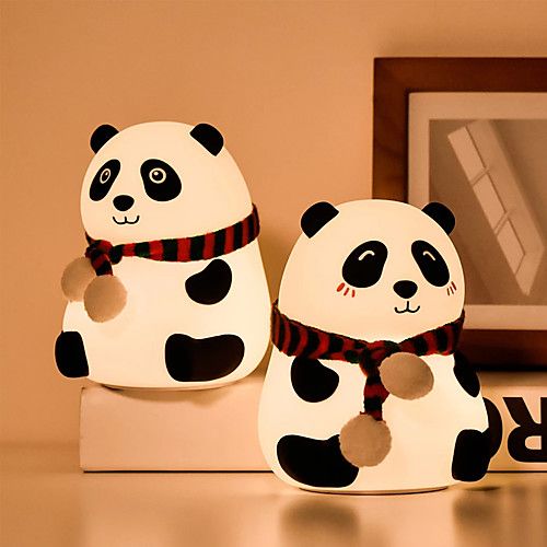 Cute Panda Silicon Night Lamp 7 Colour Changing Light for Kids Bedroom, USB Rechargeable