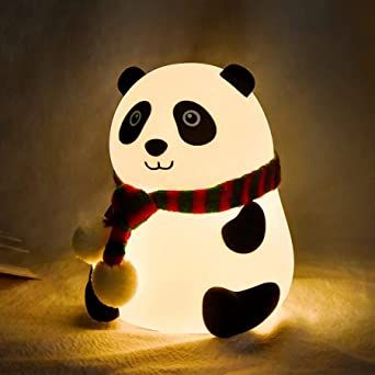 Cute Panda Silicon Night Lamp 7 Colour Changing Light for Kids Bedroom, USB Rechargeable