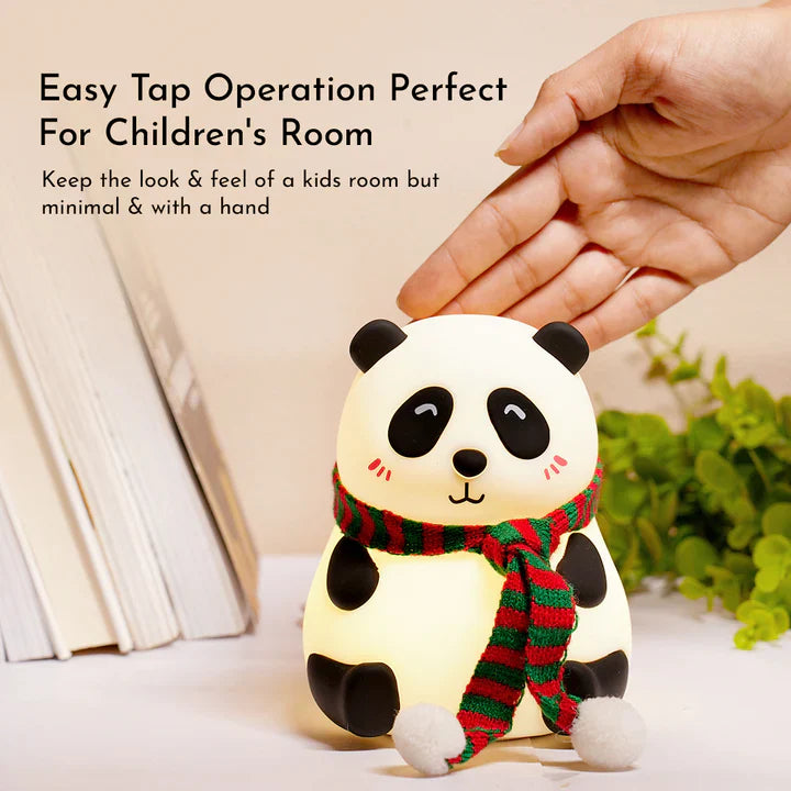 Cute Panda Silicon Night Lamp 7 Colour Changing Light for Kids Bedroom, USB Rechargeable