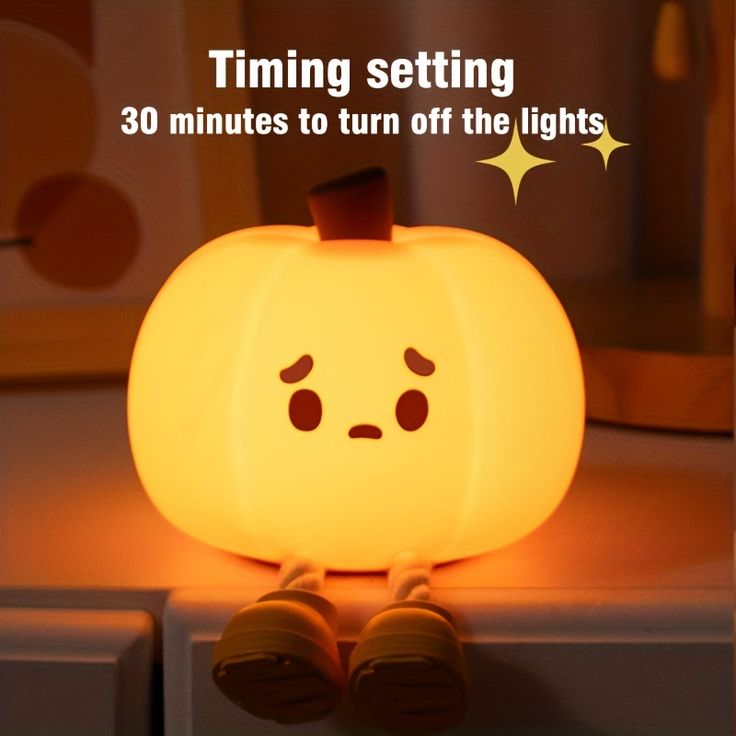 Pumpkin Night Light, 3 Level Dimmable LED Nursery Nightlight,Cute Bedside Lamp for Kids, Rechargeable Pumpkin Lamp for Girls Boys Room Decor , Silicone Baby Kids Night Light