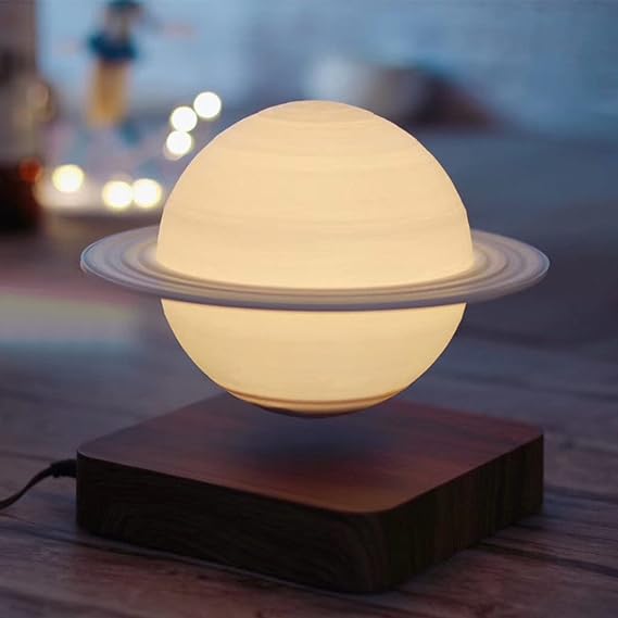 Magnetic Levitation Saturn Lamp Night Light LED 3D Printing Floating Lamp 360° Rotating Lamp Global Desk Lamp for Living Room Bedroom Decor