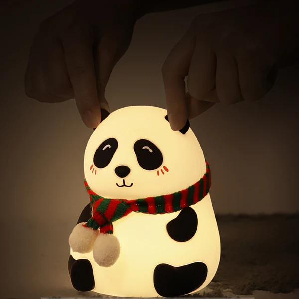 Cute Panda Silicon Night Lamp 7 Colour Changing Light for Kids Bedroom, USB Rechargeable