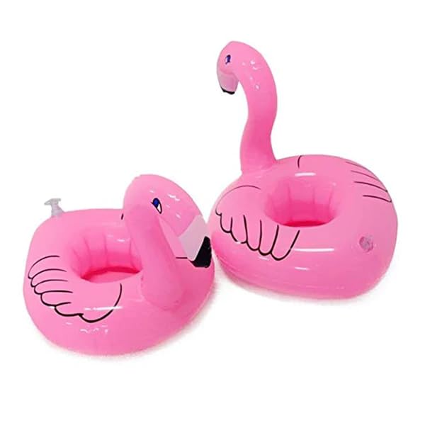 Inflatable Floating Flamingo Drink Holder Pack of 12(Pink Flamingo)