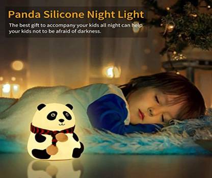 Cute Panda Silicon Night Lamp 7 Colour Changing Light for Kids Bedroom, USB Rechargeable