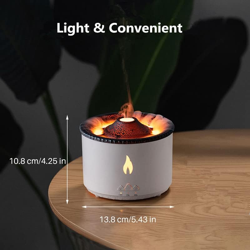 Volcano Humidifier with Flame and Aromatherapy Essential Oil Diffuser for Home, Bedroom, and Office (Flame Colour)