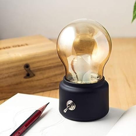 LED Bulb Night Light Retro USB Rechargeable Battery Mood Luminaire Writing Desk Table Lights Portable Bedside Lamp Energy Saving Bedroom Lamp, High Light Transmission Lamp, Study Table Desk Lamp