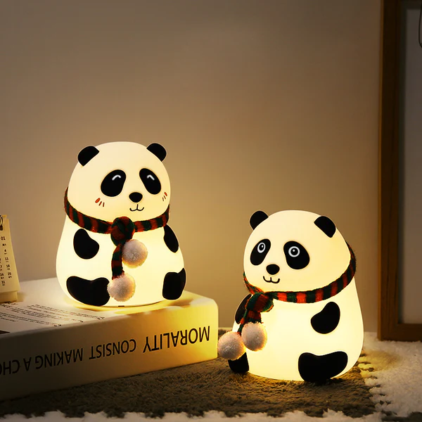 Cute Panda Silicon Night Lamp 7 Colour Changing Light for Kids Bedroom, USB Rechargeable