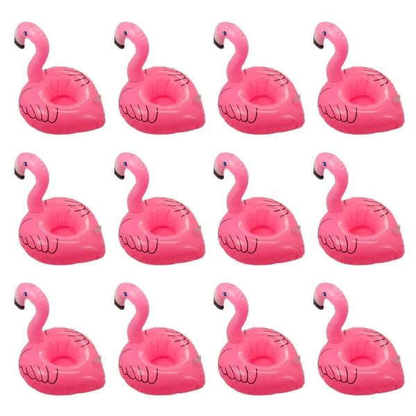 Inflatable Floating Flamingo Drink Holder Pack of 12(Pink Flamingo)