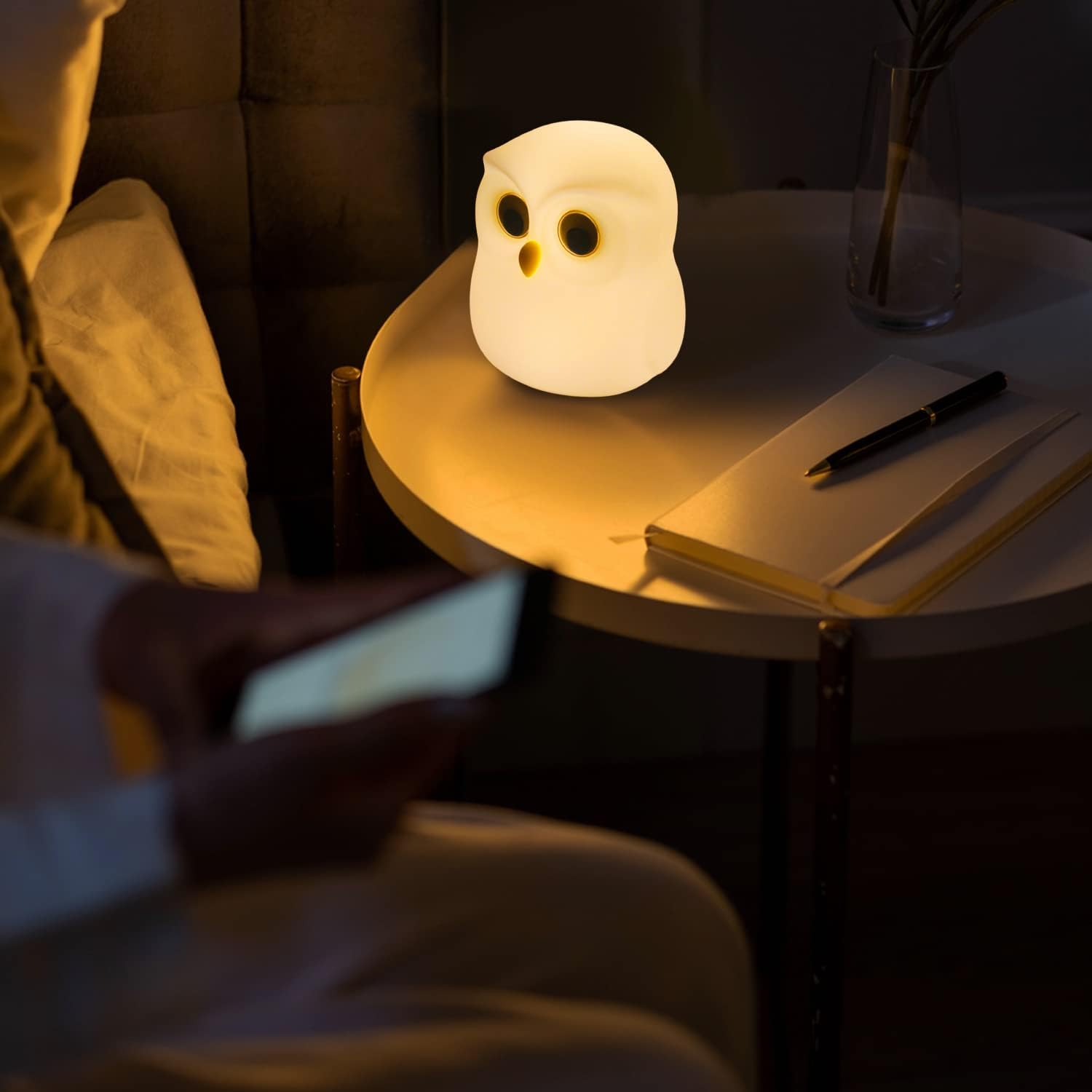 Cute Owl Kids Night Light Lamp With USB Rechargeable Cute Animal Lamps, Creative Feeding Light at Night LED Color Changing Soft Silicone Lamp, Bedside Night Lamp, Children Room Desk Decor Bird Light,  Birthday Gifts, Home Decor etc.