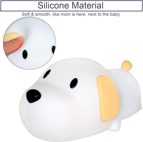 Cute Puppy Soft Silicone Baby Nursery Lamp-USB Rechargeable, Color Temperature and Brightness Adjustable, White and Warm can be Switched, Timing Function, Fabulous Ideal Gift.