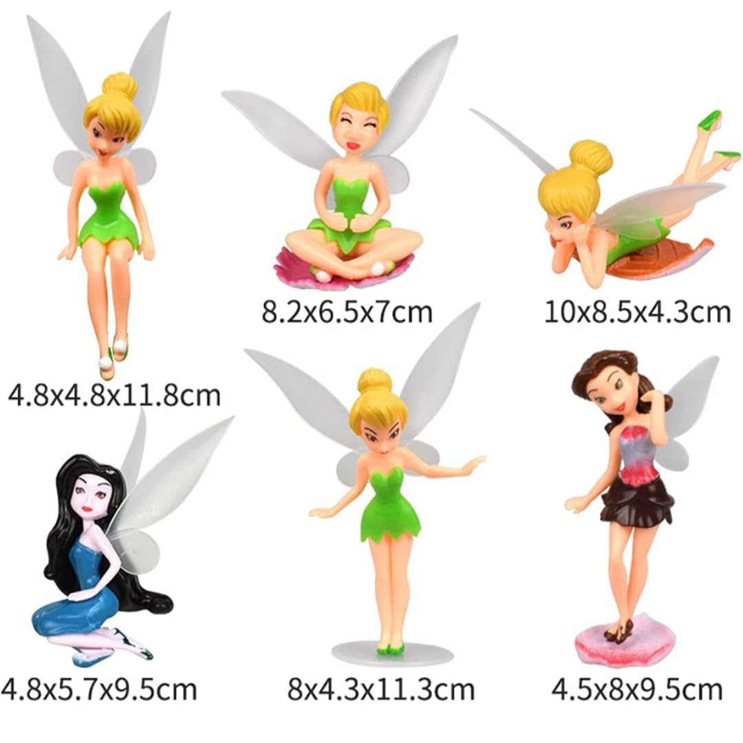 Fairies Angel Action Figures Tinker Bell Fairy Princess Action Figures Toy Set for Kids (Multicolor) Pack of 6