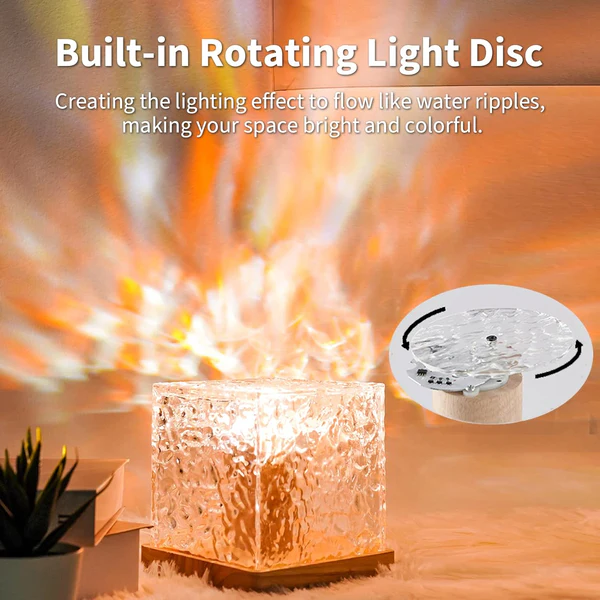 Dynamic Rotating Water Ripple Night Light, Color Changing Crystal Lamp with Remote