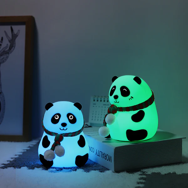 Cute Panda Silicon Night Lamp 7 Colour Changing Light for Kids Bedroom, USB Rechargeable