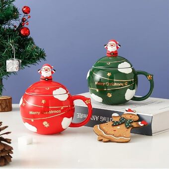 Christmas Round Mug With Lid & Spoon