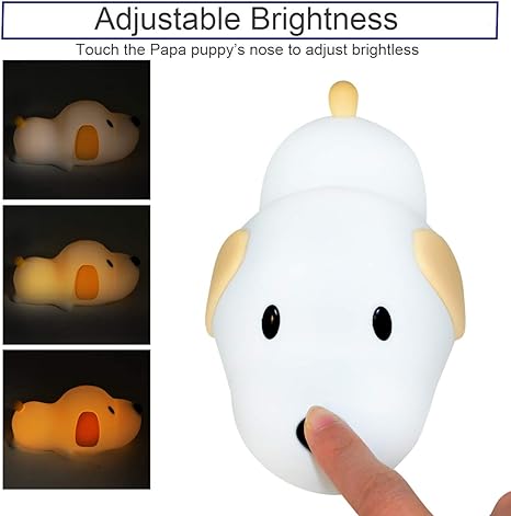 Cute Puppy Soft Silicone Baby Nursery Lamp-USB Rechargeable, Color Temperature and Brightness Adjustable, White and Warm can be Switched, Timing Function, Fabulous Ideal Gift.