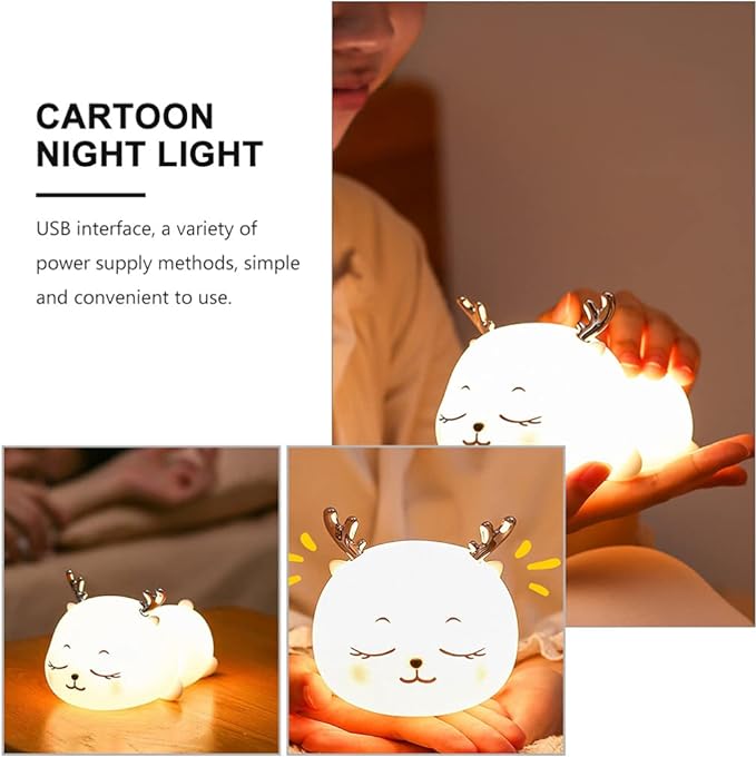 Silicone Deer Touch Lamp Night Light for Kids Deer Gifts for Teen Girls Boys Women Nightlight Lamp Cute Stuff Kawaii Baby Room Decor Gifts for Girlfreinds Item with 7 multicolur