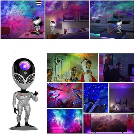 Alien Galaxy Star Projector Fog Night Light, LED Starry Sky Projector with Remote Control, Voice Dialogue System Timer, 360° Rotation, Sleeping Light Projector with 8 Colors Sleep Light for Home Decor, Ceiling, Party, Gaming Room, Bedroom etc.