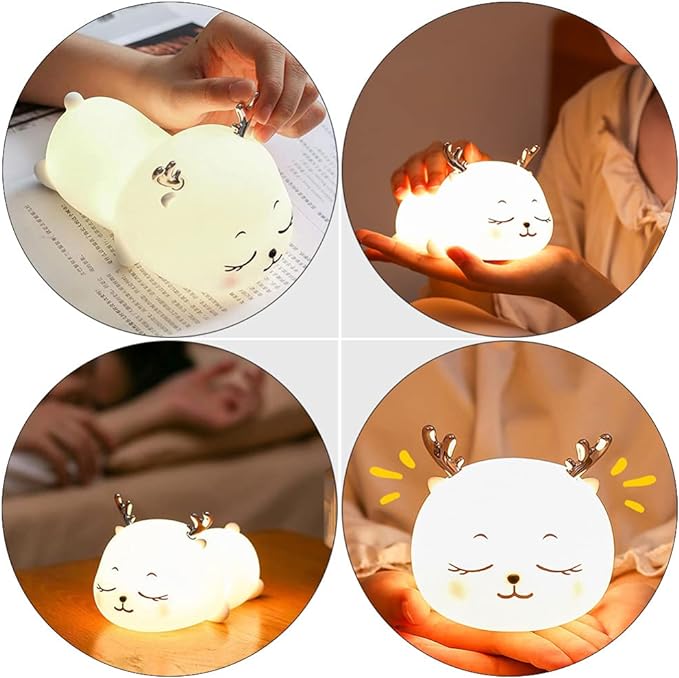 Silicone Deer Touch Lamp Night Light for Kids Deer Gifts for Teen Girls Boys Women Nightlight Lamp Cute Stuff Kawaii Baby Room Decor Gifts for Girlfreinds Item with 7 multicolur