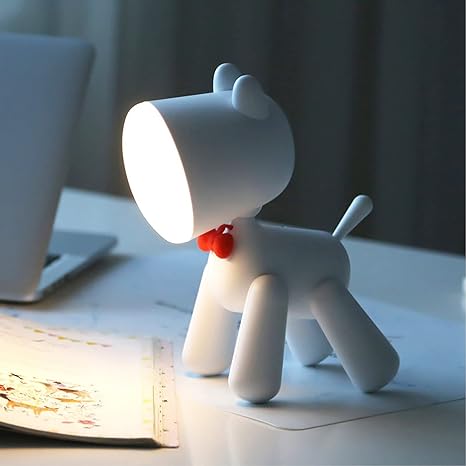 Animal LED Night Light Cute Puppy Shape Lamp USB Charging port Adjustable Brightness & Children's Eye Care Night light, for Living Room Bedroom, Dining Room Energy Saving Bedside Lamp With Tail Switch