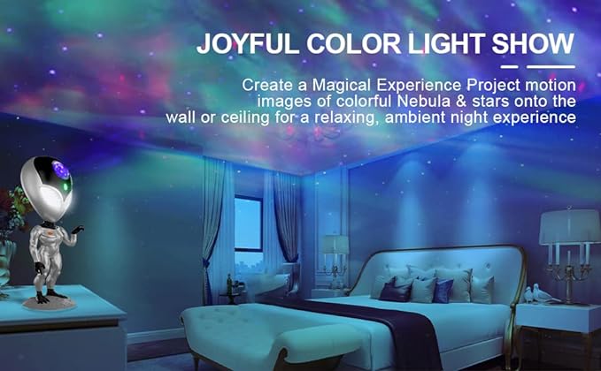 Alien Galaxy Star Projector Fog Night Light, LED Starry Sky Projector with Remote Control, Voice Dialogue System Timer, 360° Rotation, Sleeping Light Projector with 8 Colors Sleep Light for Home Decor, Ceiling, Party, Gaming Room, Bedroom etc.