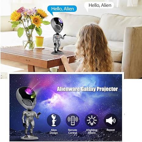 Alien Galaxy Star Projector Fog Night Light, LED Starry Sky Projector with Remote Control, Voice Dialogue System Timer, 360° Rotation, Sleeping Light Projector with 8 Colors Sleep Light for Home Decor, Ceiling, Party, Gaming Room, Bedroom etc.