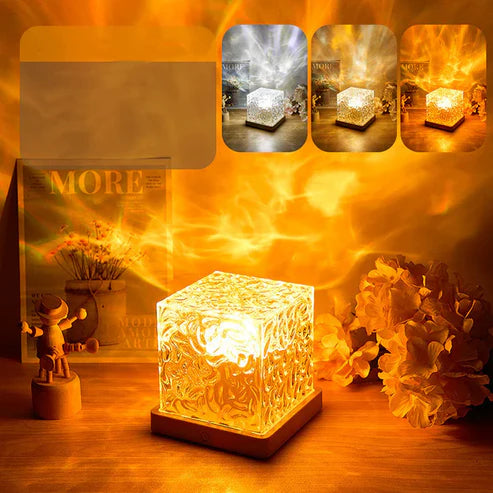 Dynamic Rotating Water Ripple Night Light, Color Changing Crystal Lamp with Remote