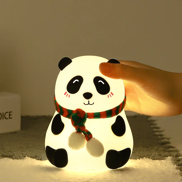 Cute Panda Silicon Night Lamp 7 Colour Changing Light for Kids Bedroom, USB Rechargeable