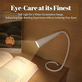 Book Light for Reading, Rechargeable With 3 Colors Stepless Dimming Memory Function for Reading and Night light, Portable LED Desk Lamp for Outdoor, Travel, Function & Gifts.