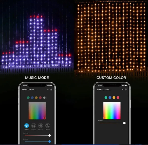 Strings Smart 400 Led Curtain Light Bluetooth App Music Sync DIY Customize Pattern and Text RGB Colourful Light