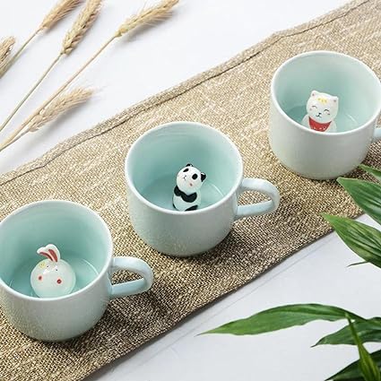 Ceramic Cup Cute Animals Kitty Inside Mug Coffee Tea Milk 3D Cartoon Mug Kitten