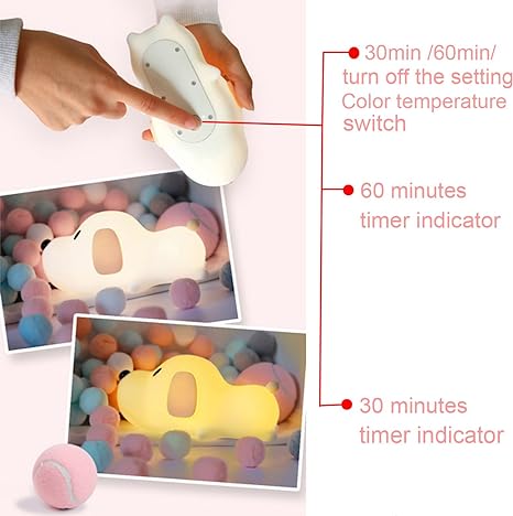 Cute Puppy Soft Silicone Baby Nursery Lamp-USB Rechargeable, Color Temperature and Brightness Adjustable, White and Warm can be Switched, Timing Function, Fabulous Ideal Gift.