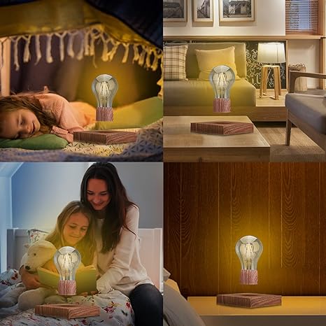 Magnetic Levitating Light Bulb Lamp, Floating LED Bulb Desk Lamp Rotating Levitation Bulb Night Lights for Home Office Decor, Tech Gadgets Toys, Birthday Gift