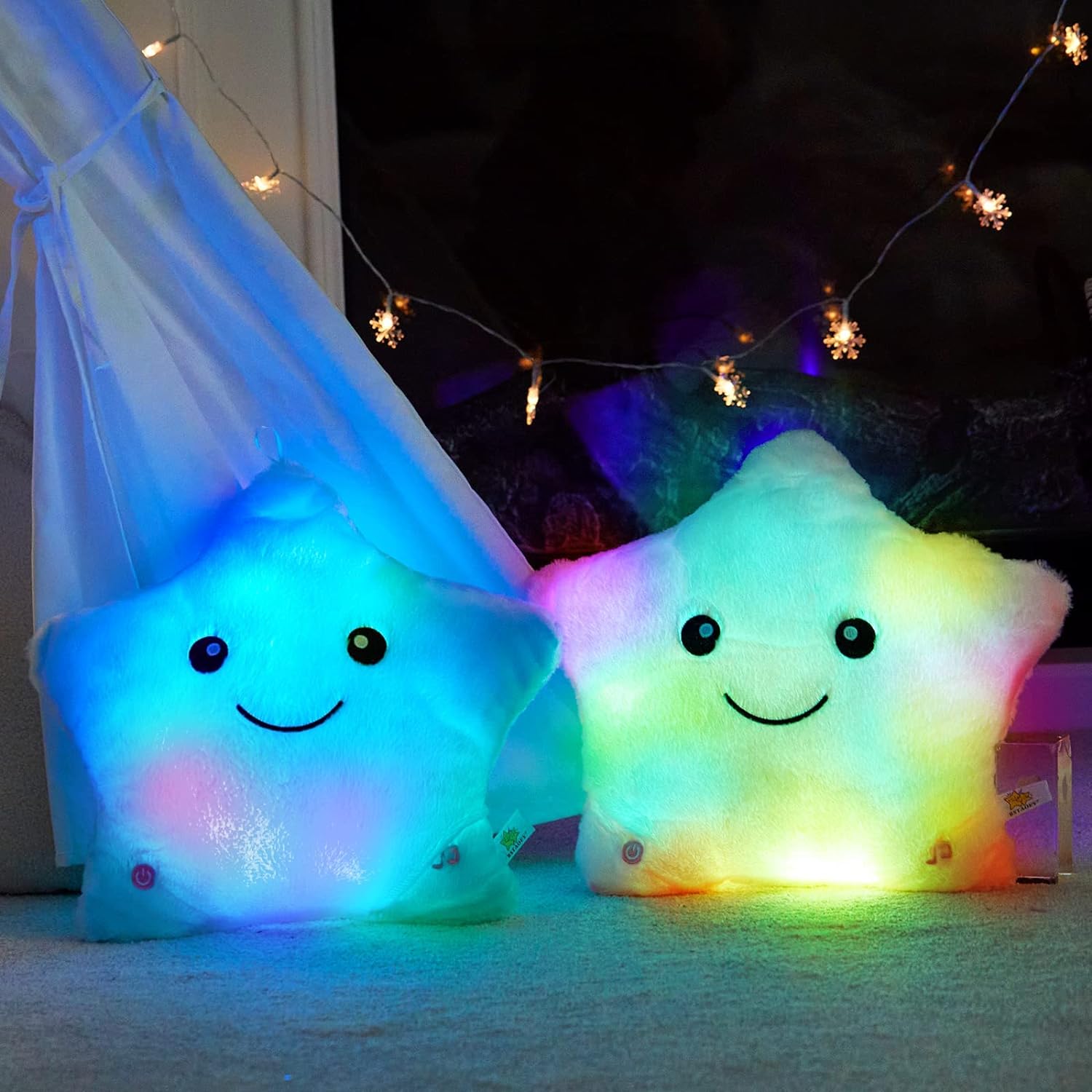 Twinkle Star Glowing LED Night Light Plush Pillows Stuffed Toys (Available in Blue, Pink, Purple, Yellow, White)