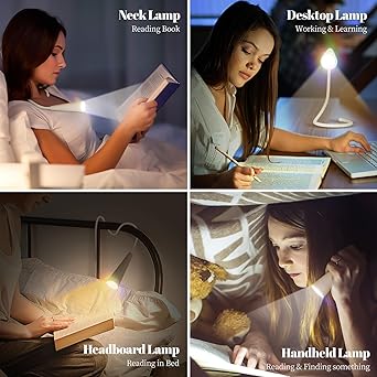 Book Light for Reading, Rechargeable With 3 Colors Stepless Dimming Memory Function for Reading and Night light, Portable LED Desk Lamp for Outdoor, Travel, Function & Gifts.