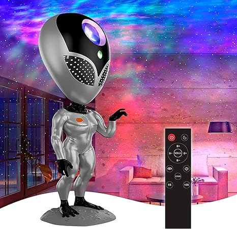 Alien Galaxy Star Projector Fog Night Light, LED Starry Sky Projector with Remote Control, Voice Dialogue System Timer, 360° Rotation, Sleeping Light Projector with 8 Colors Sleep Light for Home Decor, Ceiling, Party, Gaming Room, Bedroom etc.