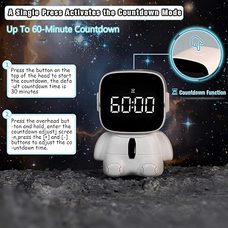 Astronaut Cute Emotions Digital Alarm Clock, Kids LED Electronic Clock Snooze Mode, Loud Volume, 8 Levels of Volume Adjustment, Many Types of Ringtones With Countdown Timer Clock For Children Birthday Present, Home Decor, Return Gifts.