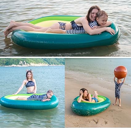 Swimming Pool Giant Floatie with Ball Inflatable Pool Float Avocado Design Water Large Blow-up Summer Beach Floaty Party Toys Lounge Raft for Summers.