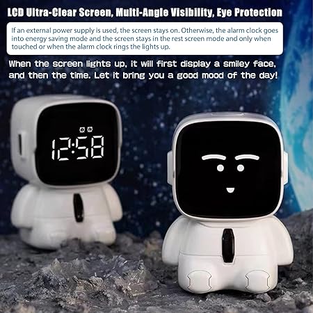 Astronaut Cute Emotions Digital Alarm Clock, Kids LED Electronic Clock Snooze Mode, Loud Volume, 8 Levels of Volume Adjustment, Many Types of Ringtones With Countdown Timer Clock For Children Birthday Present, Home Decor, Return Gifts.