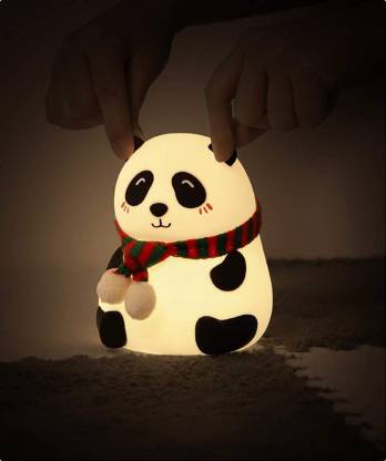 Cute Panda Silicon Night Lamp 7 Colour Changing Light for Kids Bedroom, USB Rechargeable