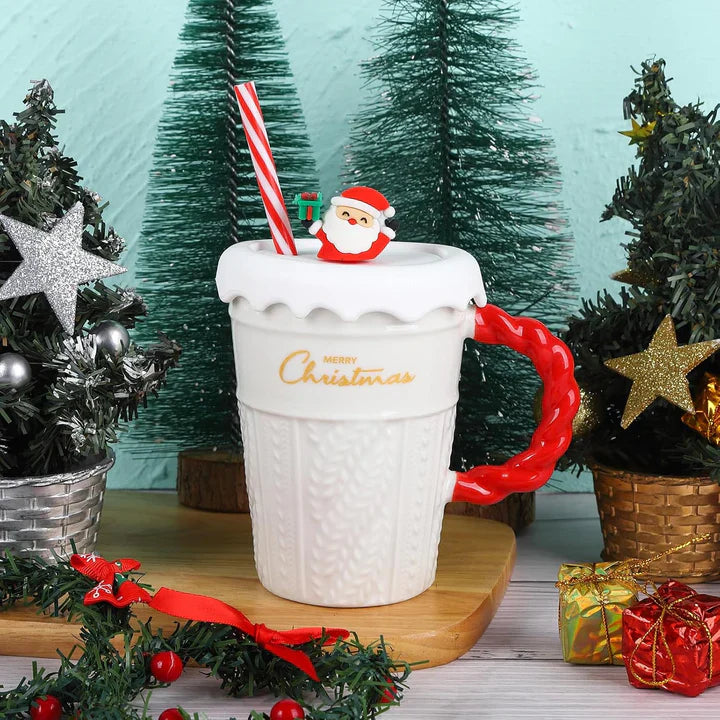 Merry Christmas Mug With Straw