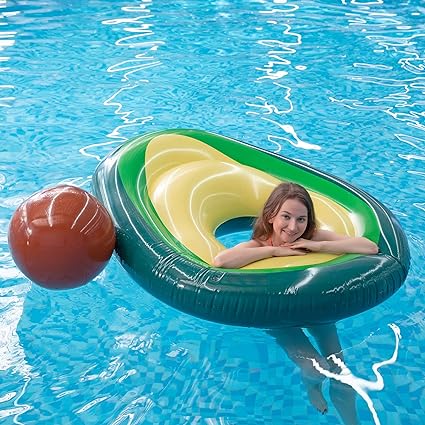 Swimming Pool Giant Floatie with Ball Inflatable Pool Float Avocado Design Water Large Blow-up Summer Beach Floaty Party Toys Lounge Raft for Summers.