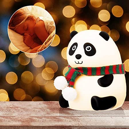 Cute Panda Silicon Night Lamp 7 Colour Changing Light for Kids Bedroom, USB Rechargeable