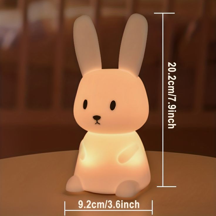 Cute Silicone Bunny Night Light For Kids, Cute Animal Night Lamp For Nursery, Squishy Silicone Bunny Touch Lights, Portable With USB Rechargeable, Gifts For Baby Girls And Boys Led, White (BUNNY LAMP)