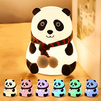 Cute Panda Silicon Night Lamp 7 Colour Changing Light for Kids Bedroom, USB Rechargeable