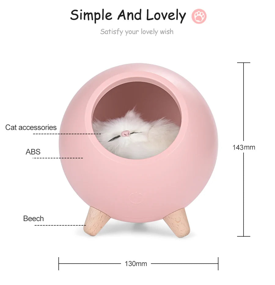 Cute Kitten House Decorative Night Light ( Pink )