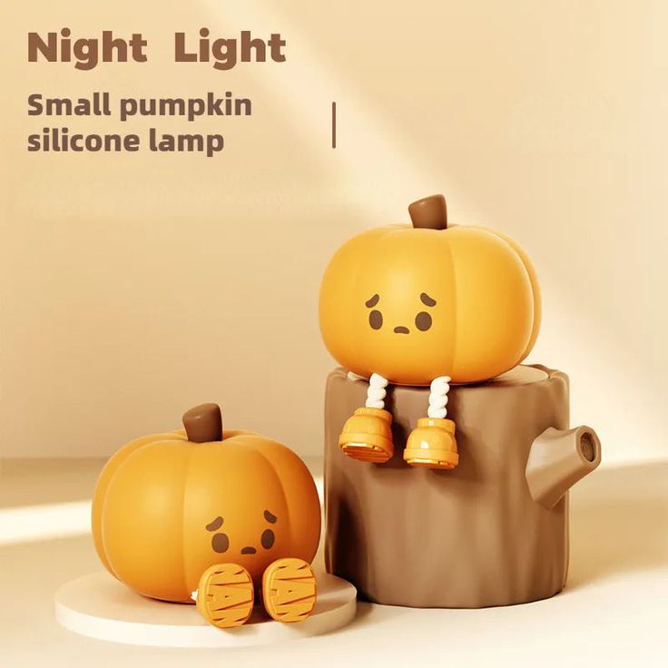 Pumpkin Night Light, 3 Level Dimmable LED Nursery Nightlight,Cute Bedside Lamp for Kids, Rechargeable Pumpkin Lamp for Girls Boys Room Decor , Silicone Baby Kids Night Light