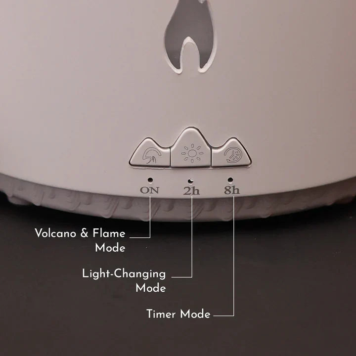 Volcano Humidifier with Flame and Aromatherapy Essential Oil Diffuser for Home, Bedroom, and Office (Flame Colour)