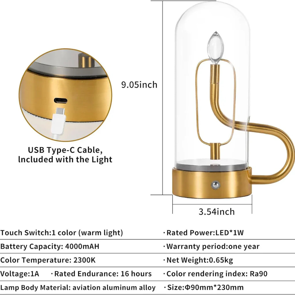 Lumina Magnetic Swinging Flame Glass Shade Candle Lamp - LMP 1802