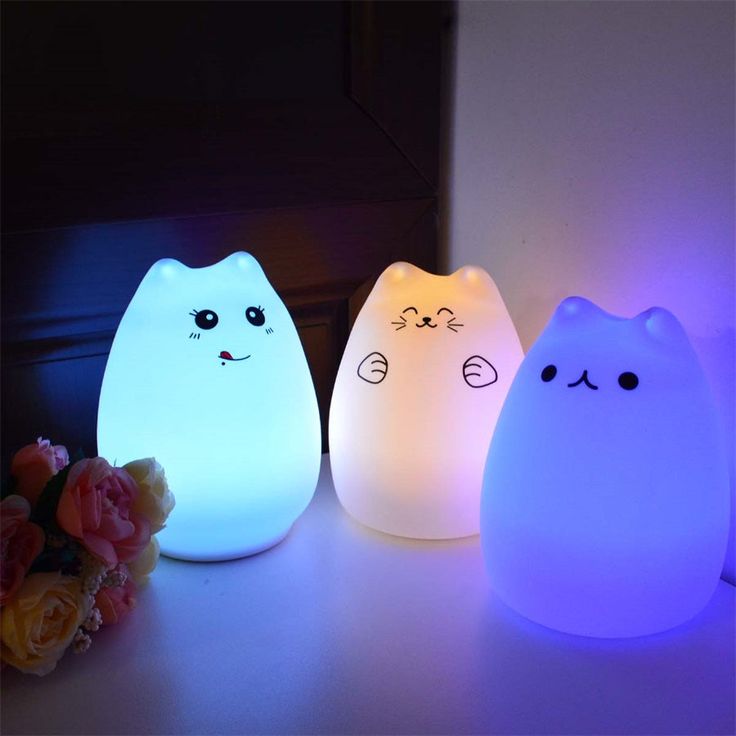 Kitty Night Light, USB Rechargeable Silicone Cute Cat Night Light for Kids With White Warm Light & 7 Color Changing LED Touch Breathing Lamp Nursery Nightlights for Kids bedroom, Birthday Gifts, Return Gift, Party mood , Home Decor Light .